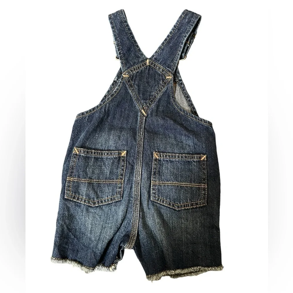 6-12 months overalls baby Gap dungarees jean shorts w/frayed ends 5 pockets